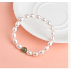 快砳和田玉转运珍珠手链7-8mm