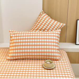 A类100%新疆棉红格子老粗布枕套48*74