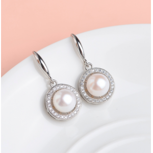 快砳天然气质淡水同心圆耳环8-9mm