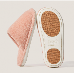 纯色居家防滑防臭棉拖-2409885（女款豆沙粉）