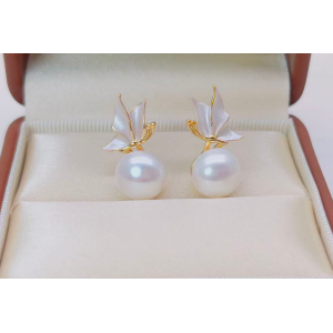 蝴蝶珐琅耳钉 S925银 8-9mm