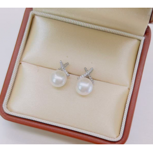 双鱼耳钉（X型）  S925银 8-9mm