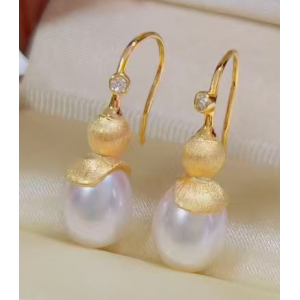 拉丝葫芦耳环  S925银 8-9mm