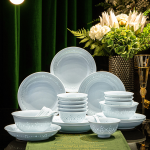 福禄满堂/青釉（葫芦玲珑）6人食28件套