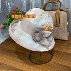 卷檐蕾丝遮阳帽
